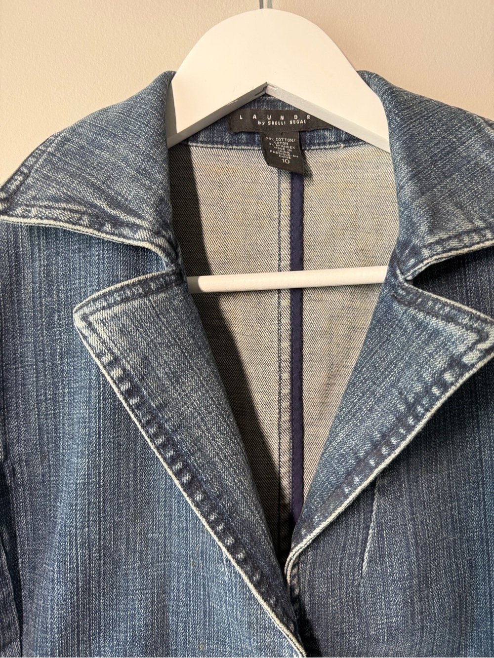 Laundry by Shelli Segal Y2K Denim Ruffle Jacket Size 10 - Picture 4 of 16